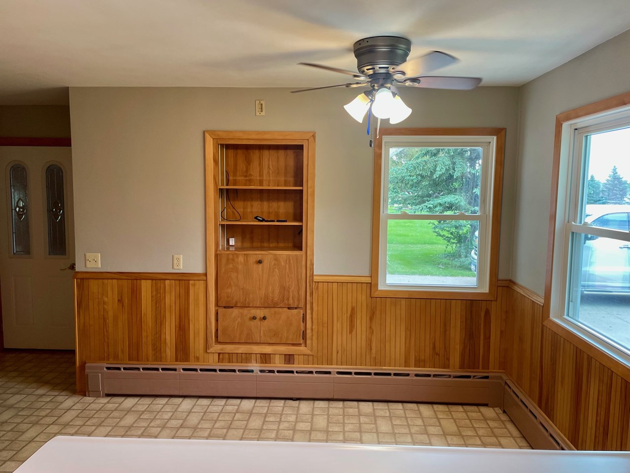 dining area with access to double garage